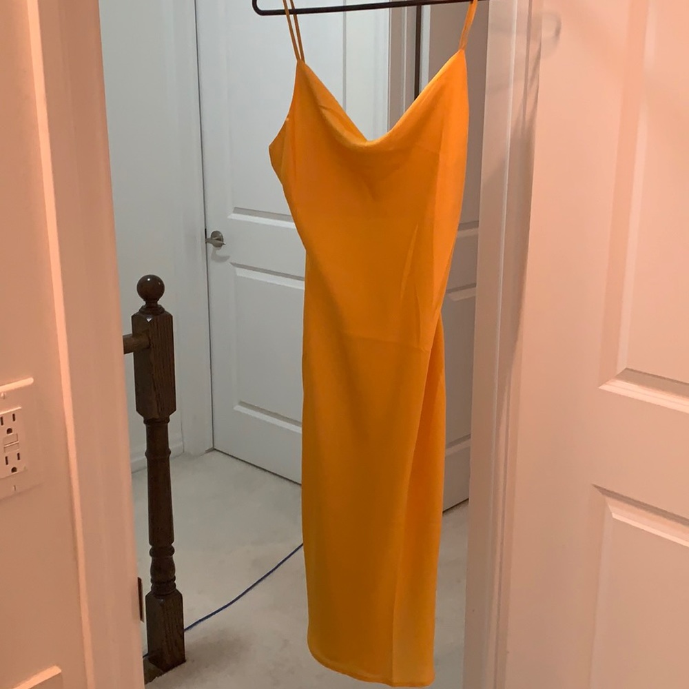 just one answer silk yellow dress (nordstrom)